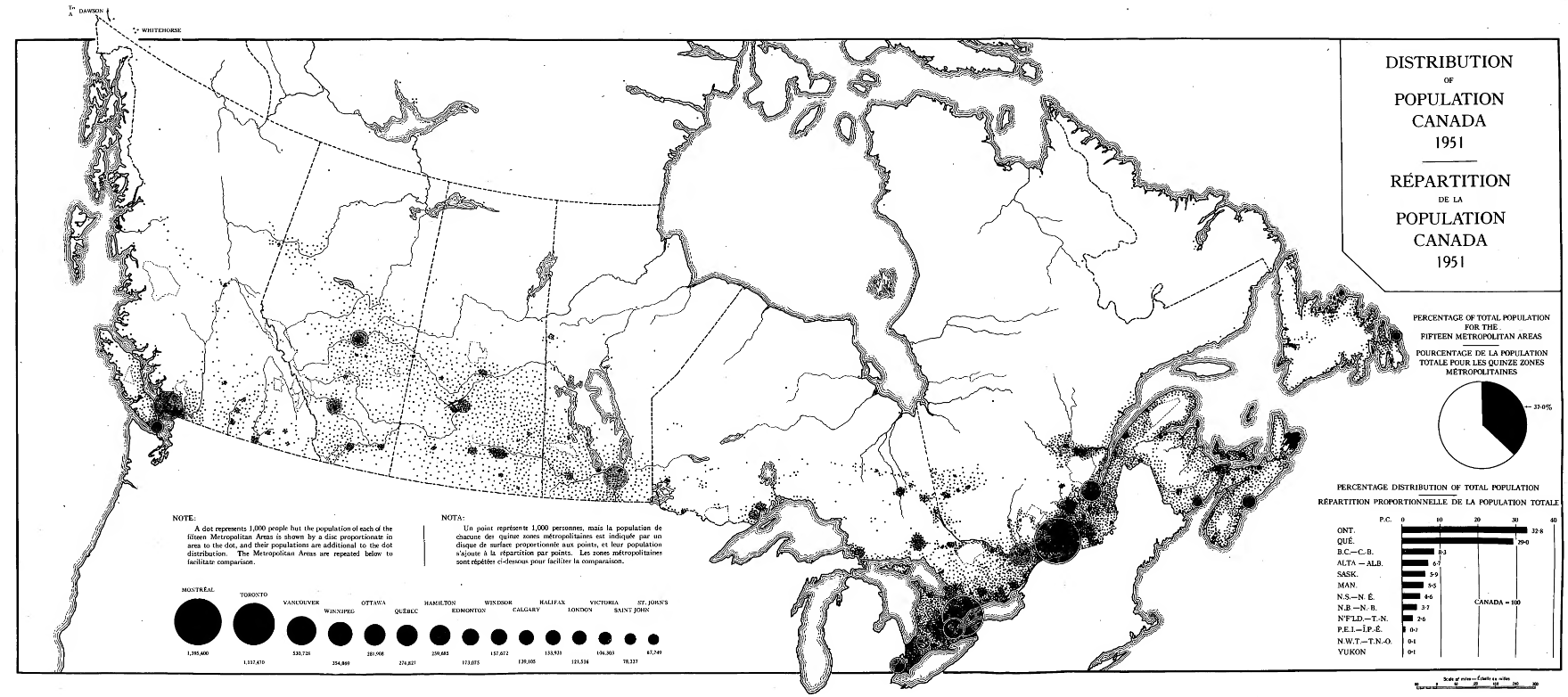 Ninth Census of Canada 1951, Population Distribution. Dominion of Bureau Statistics, Public Domain.