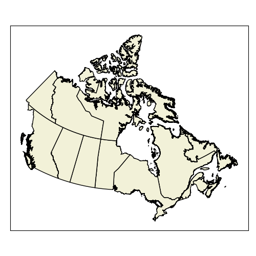 This is the official Stats Canada provincial boundary layer. All the other coastal provinces and territories have islands. We do not need to represent every island as a separate object, so we can 'bundle' together the polygons as multipolygons. The landlocked provinces do not have any coastlines and are represented as simple polygons reather than multipolygons. The attribute table bellow corresponds to the map and lists the geometry type (polygon/multipolygon). Skeeter, CC-BY-SA-4.0