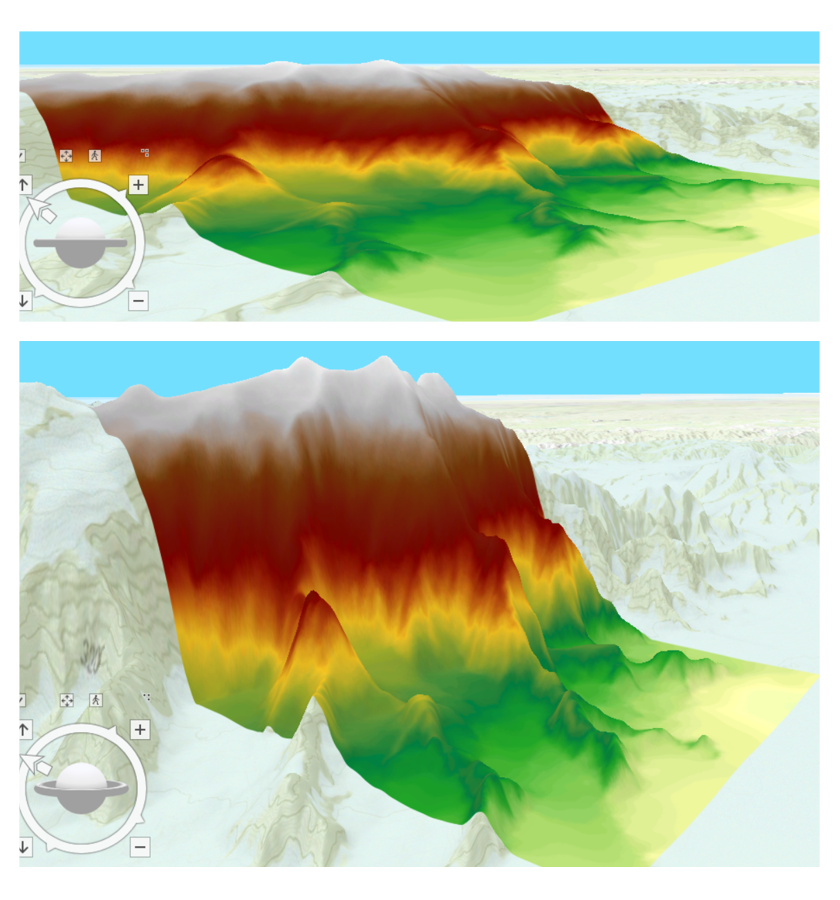 Elevation exaggeration of Mount Logan elevation, Yukon Territory, Canada. Digital Elevation Model by @natural_resources_canada_canadian_2015. Pickell, CC-BY-SA-4.0.