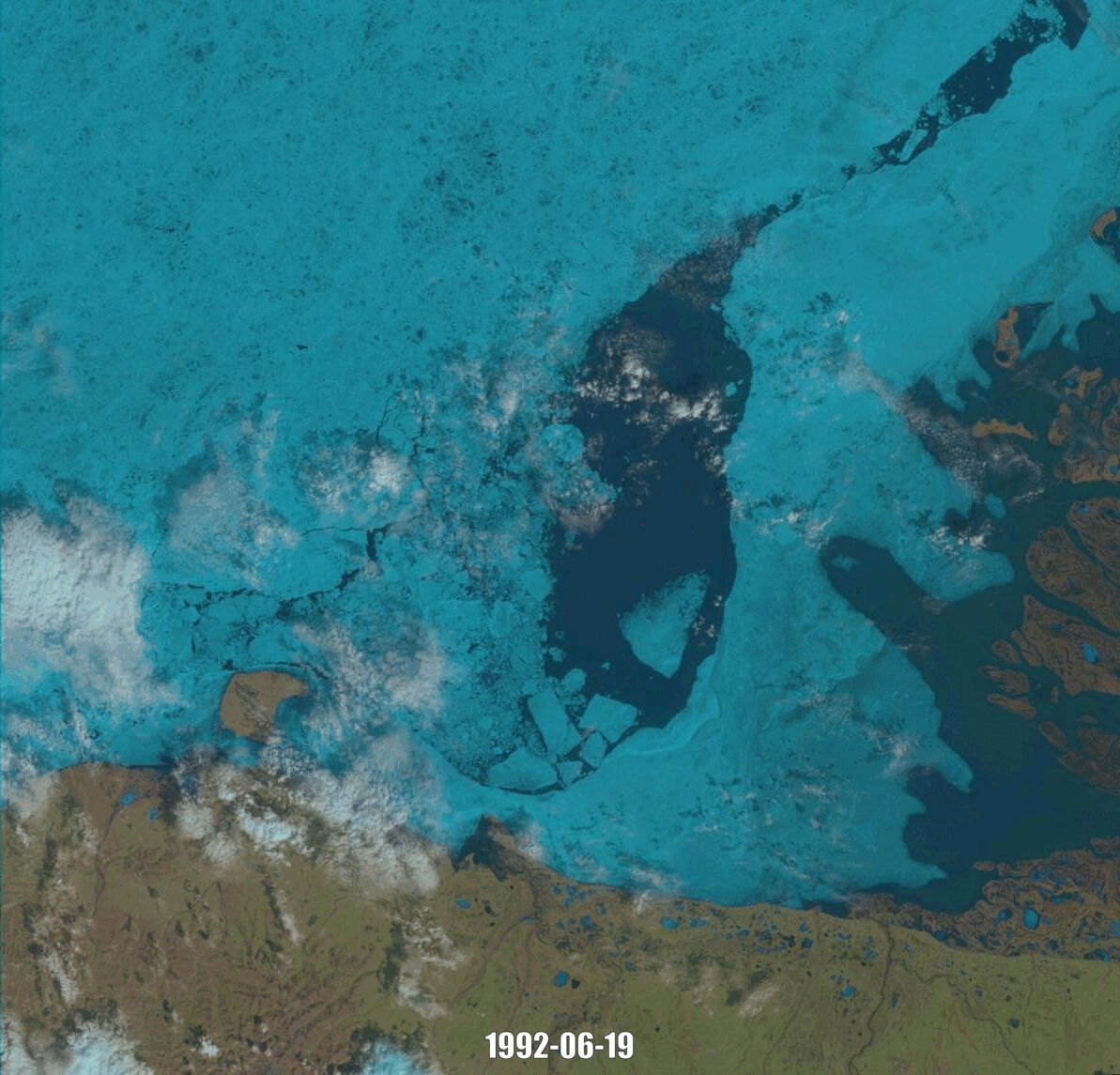 True-color image of Beaufort Sea Ice Deterioration. Sharma, CC-BY-SA-4.0.