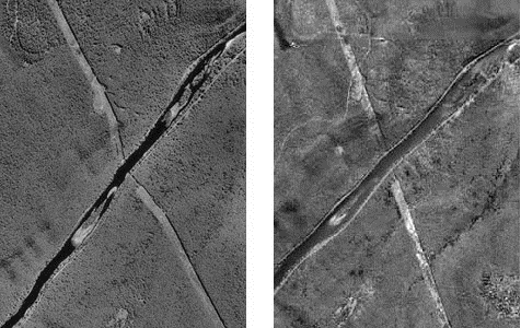 An aerial image pair that has been orthorectified showing a gas pipeline. Hacker, CC-BY-SA-4.0.