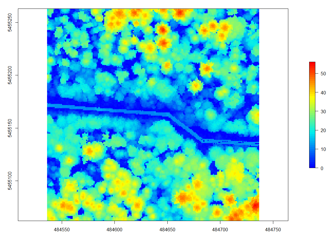 A canopy height model (CHM), also known as a digital surface model (DSM) produced from LiDAR. Du Toit, CC-BY-SA-4.0.